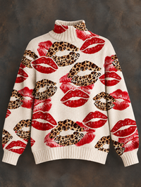 Women’s Fall Winter Vintage Art Turtleneck Knit Sweater