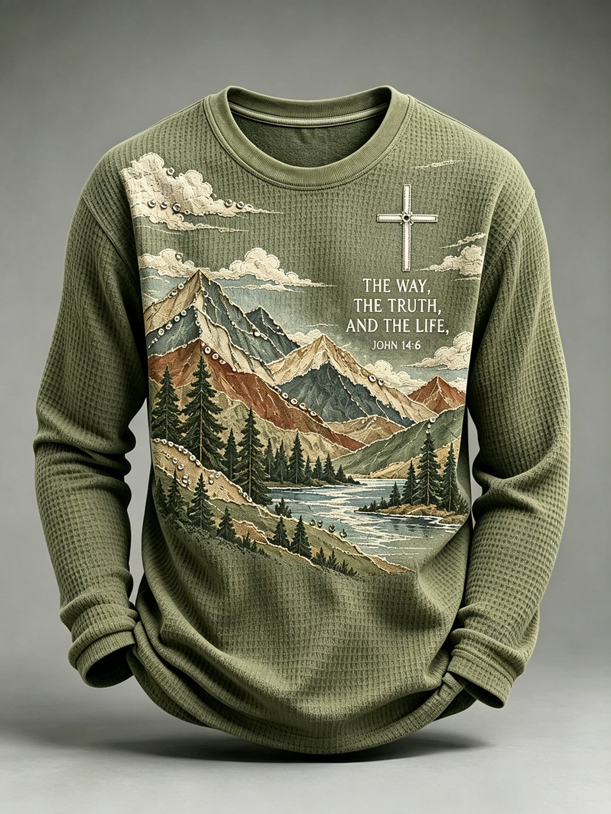 Men's Be Still And Know Psalm 46:10 Printed Waffle-Knit Top