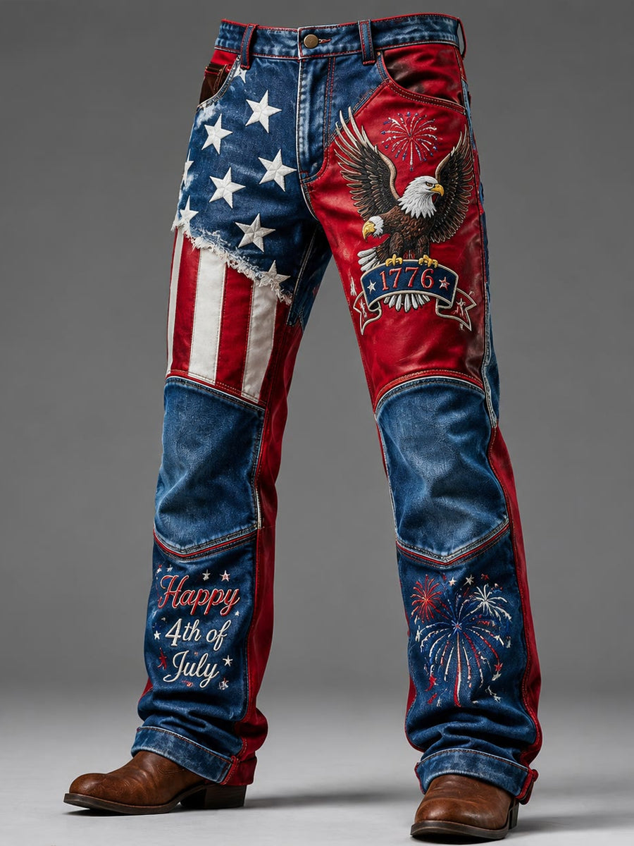 Men's Retro Style Art Print Casual Workwear Trousers