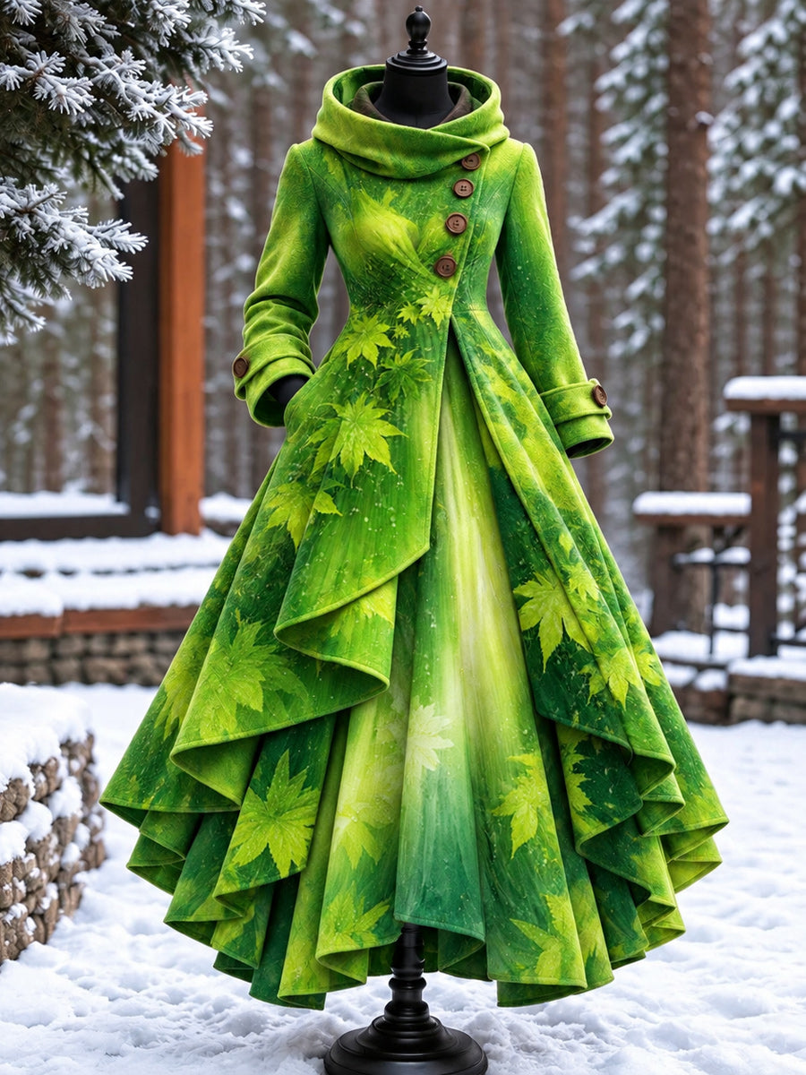 Women’s Vintage High-Collar Asymmetrical Long Maxi Coat