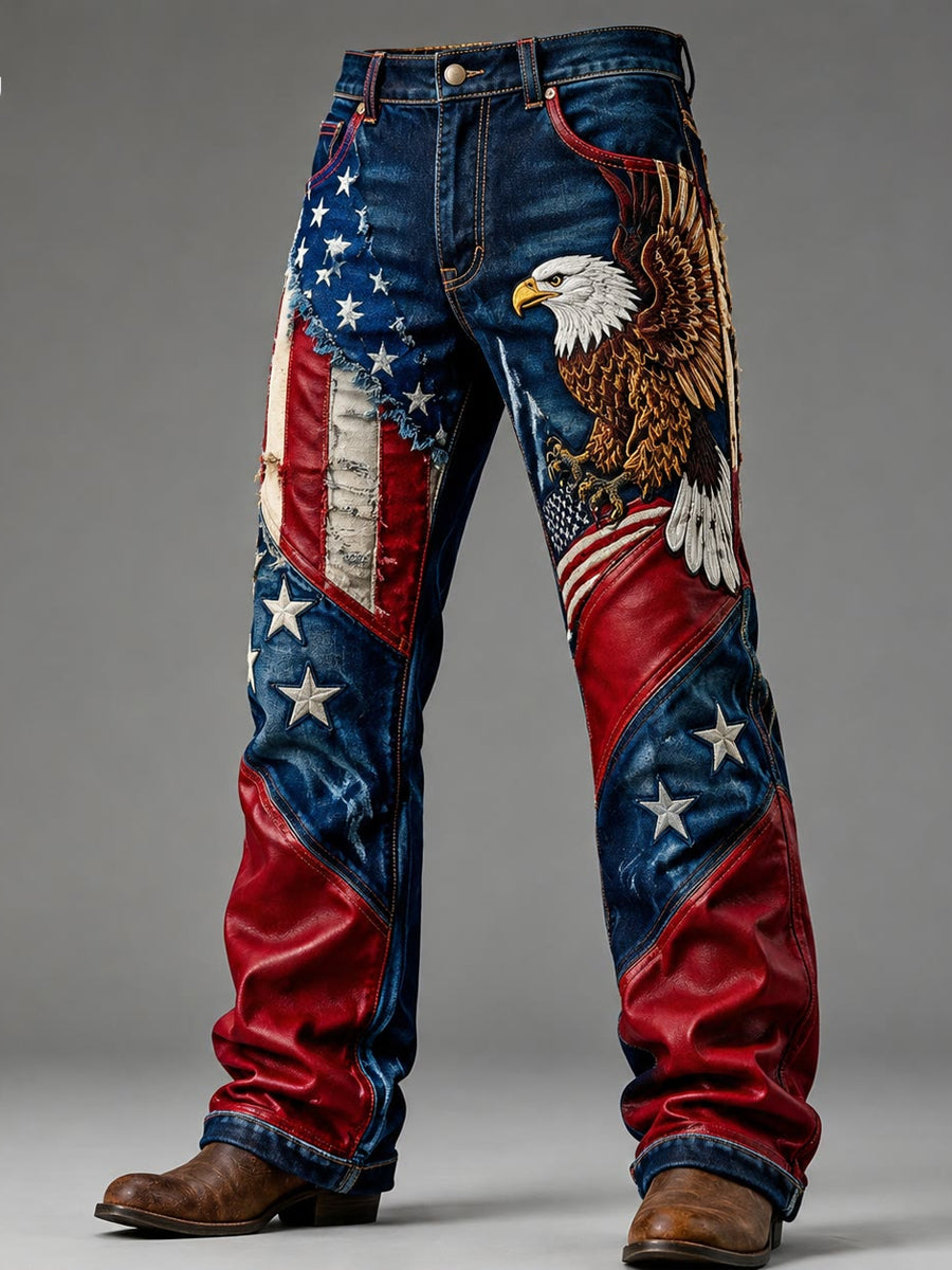 Men's Retro Style Art Print Casual Workwear Trousers