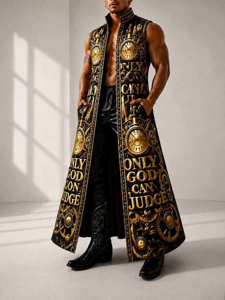 Western Style Faith Art Casual Sleeveless Stand Collar Shirt Outerwear