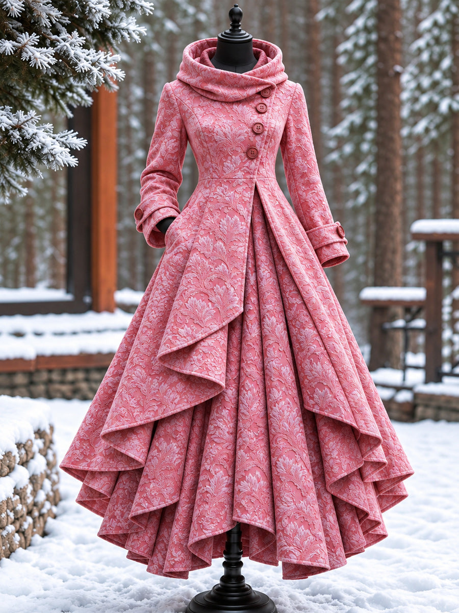 Women’s Vintage High-Collar Asymmetrical Long Maxi Coat