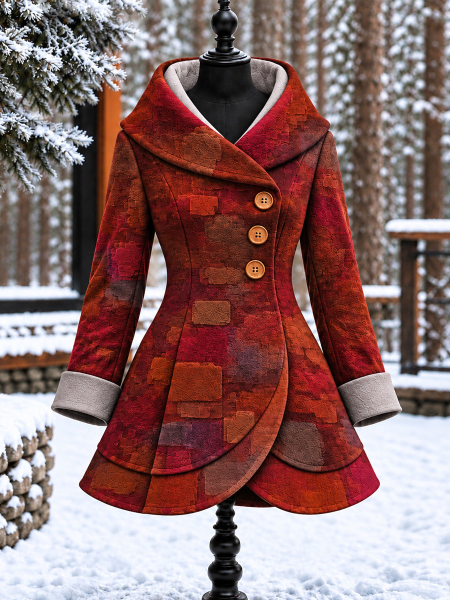 Women's Vintage Colorblock Asymmetrical Flared Coat