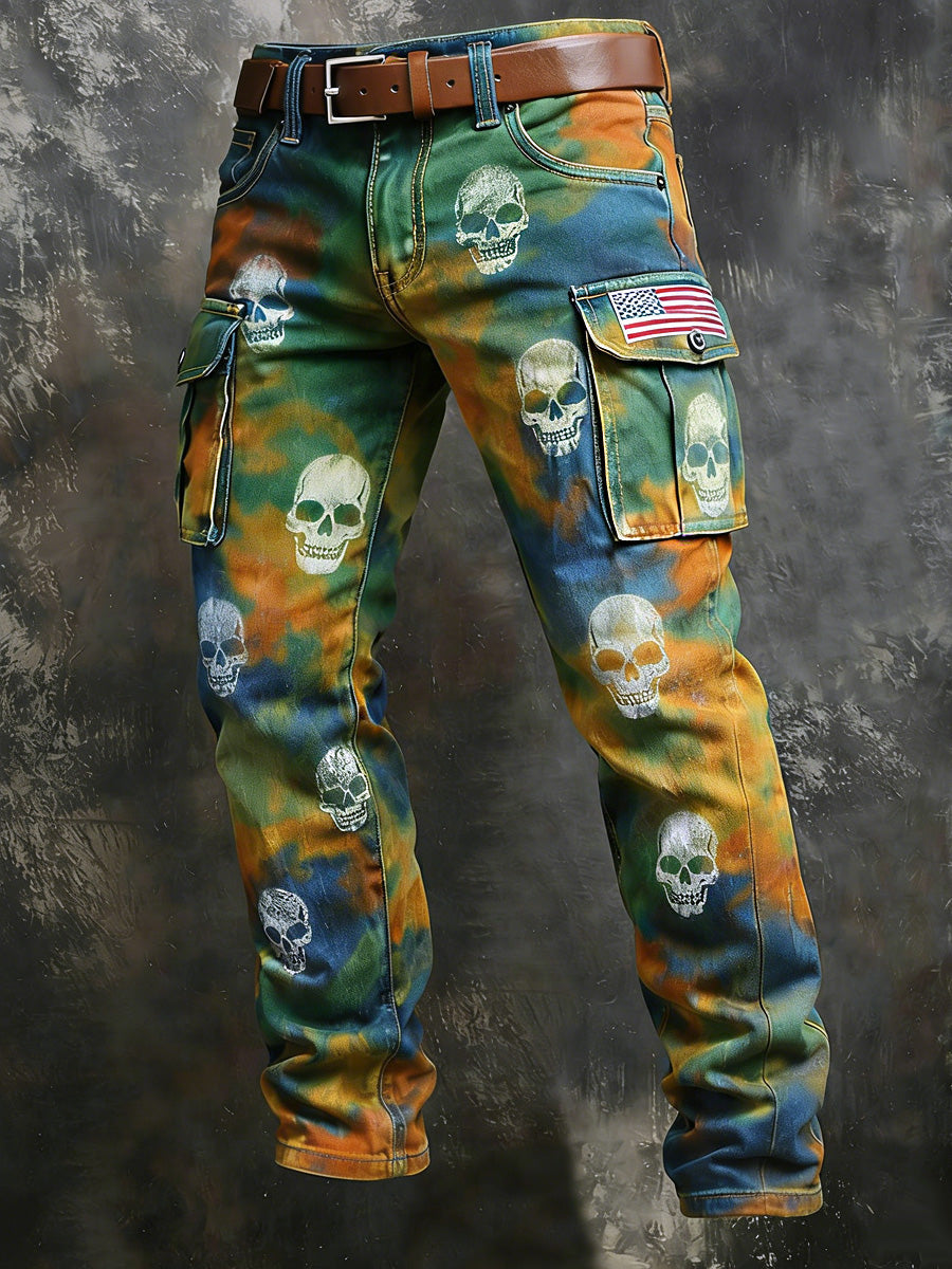 Men's Retro Old Fuckers Club Camouflage Print Casual Workwear Trousers