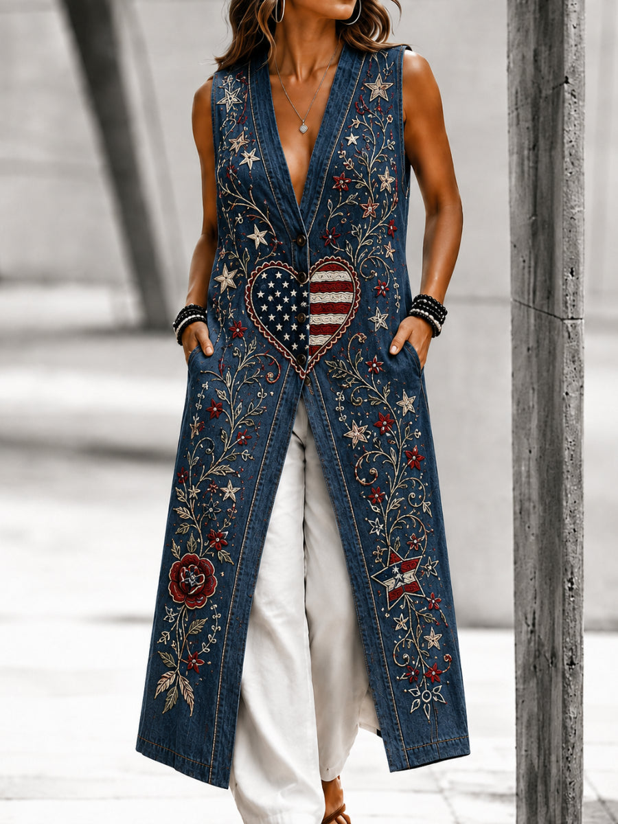 Casual Sleeveless American Style Button Shirt