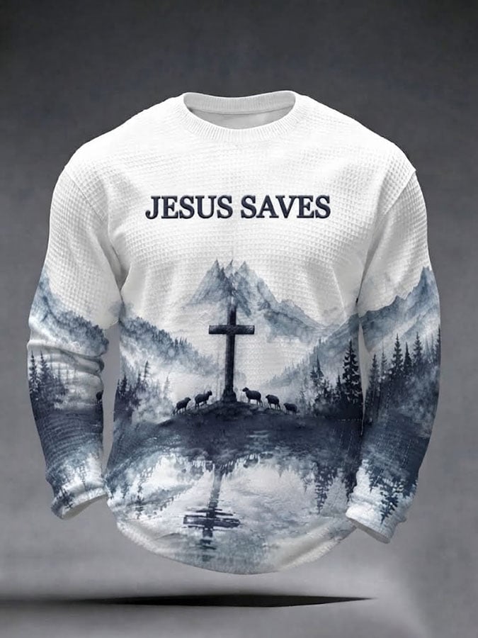 Men's Jesus Saves Printed Casual Top