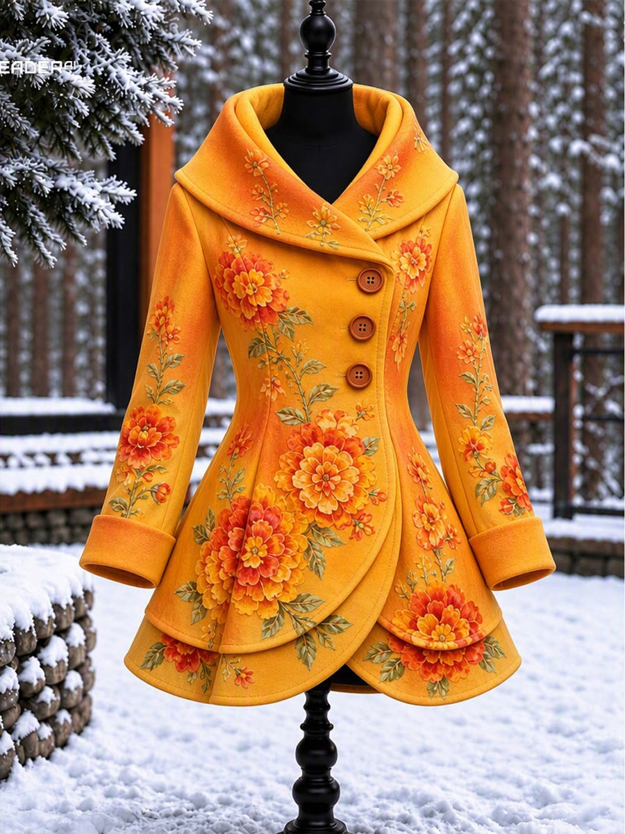 Women's Vintage Colorblock Asymmetrical Flared Coat