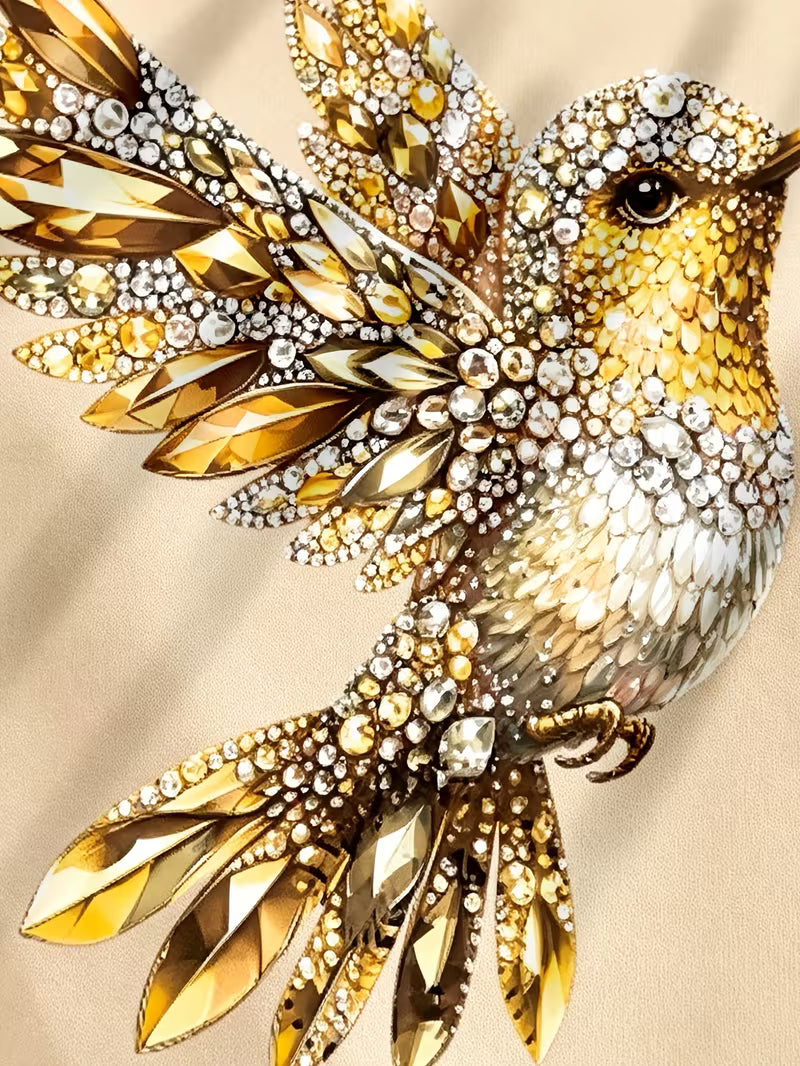 Light Luxury Diamond Hummingbird Print Short-sleeve T-shirt