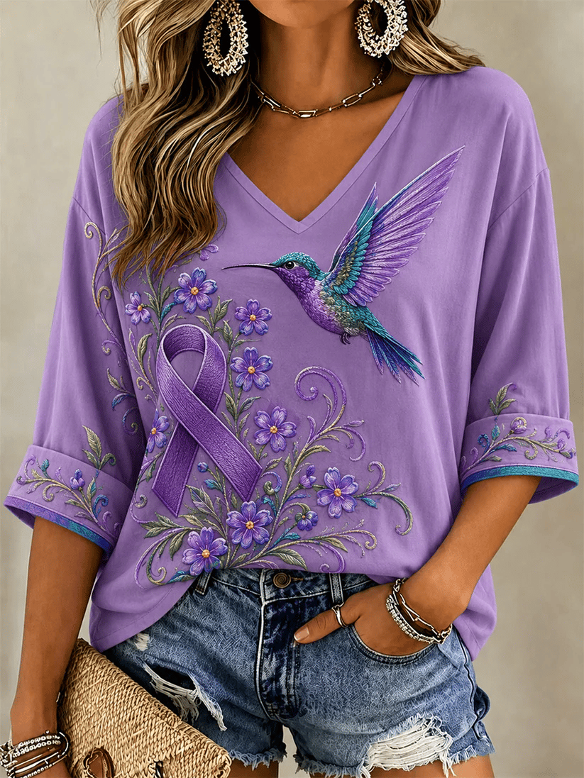 Women's Casual Floral Print Alzheimer's-Friendly Top
