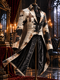 Men's Gothic Punk Art Print Swallow-Tailed Coat