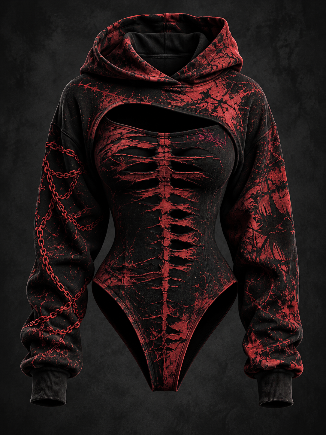 Women's Retro Halloween Black Cat Paw Bat Print Hoodie Two-piece Set
