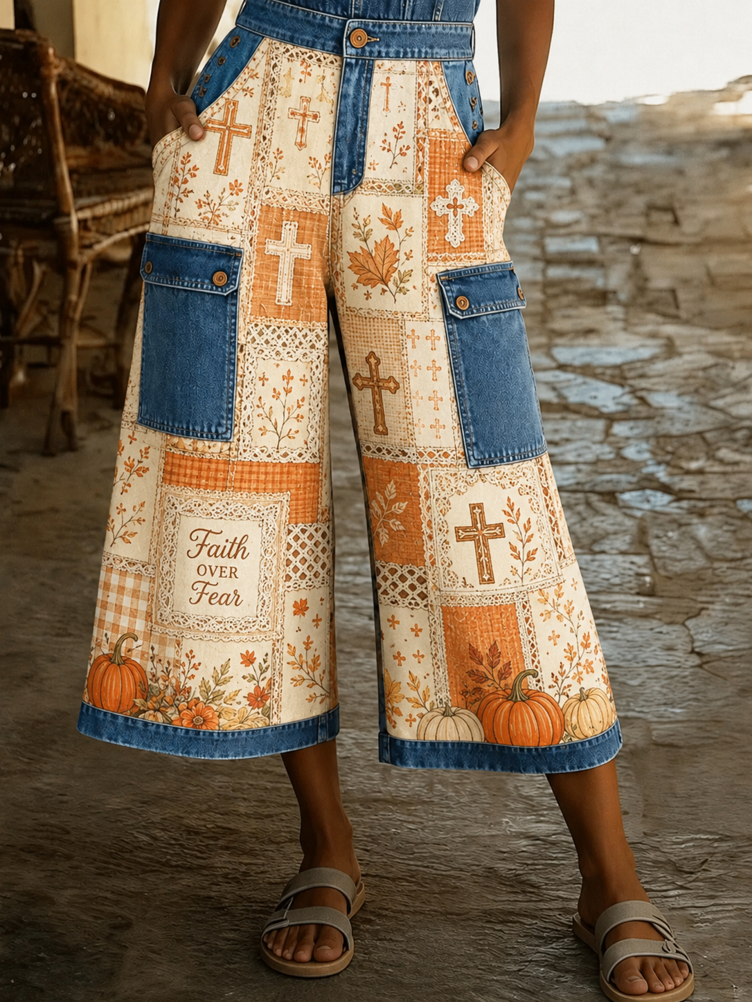 Women's Fall For Jesus Art Print Casual Pants