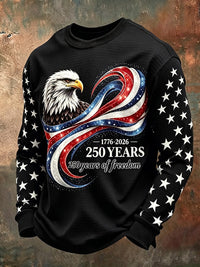 Men's Casual Long-Sleeve T-Shirt with USA 250th Anniversary Independence Day Print