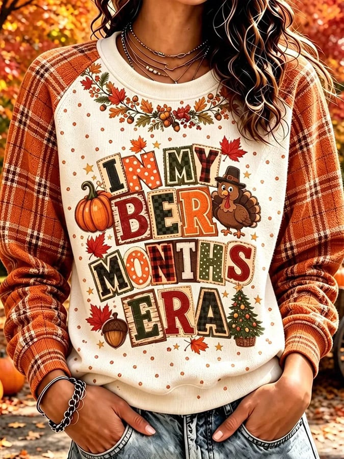 Women's Thanksgiving Art Thankful Printed Sweatshirt