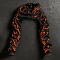 Women's Halloween Gothic Style Plant Forest Deep Castle Print Pullover Sweatshirt Two-piece Set