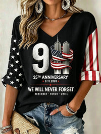 Women's  Retro  9.11 Never Forget Print T-shirt