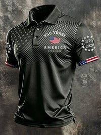 Men's Retro 250th America Anniversary Short-Sleeve Polo Shirt