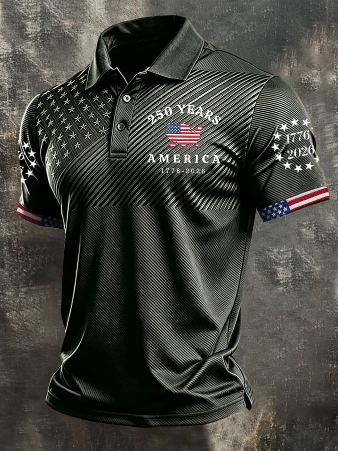 Men's Retro 250th America Anniversary Short-Sleeve Polo Shirt