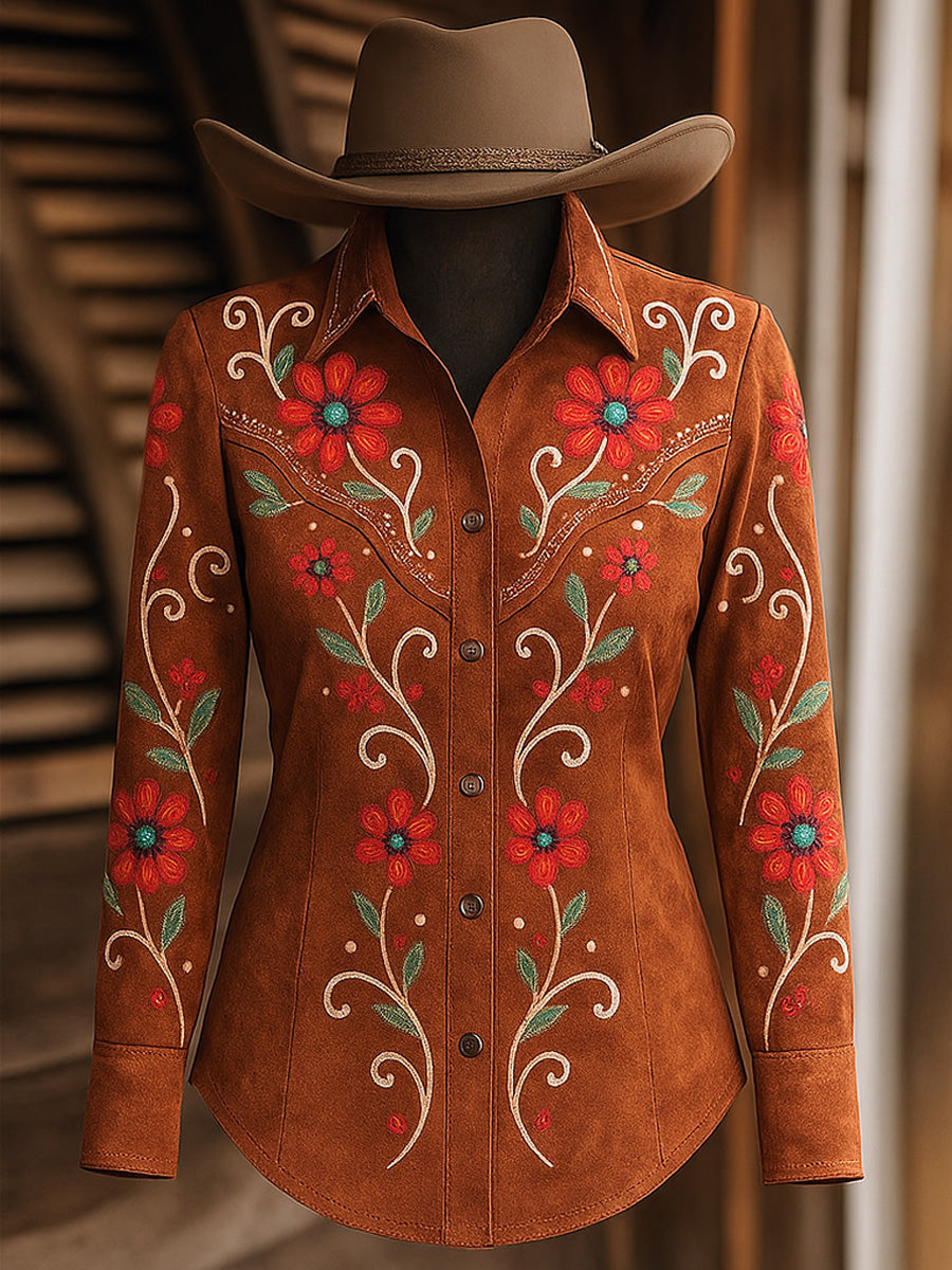 Women's Boho Art Print Long Sleeve Shirt