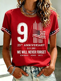 Women's  Retro  9.11 Never Forget Print T-shirt