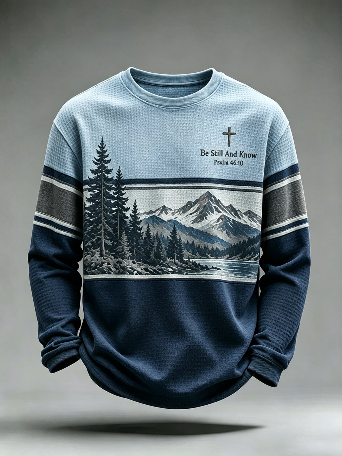 Men's Be Still And Know Psalm 46:10 Printed Waffle-Knit Top