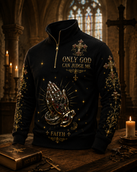 Faith Art Print Long Sleeve Zipper Sweatshirt