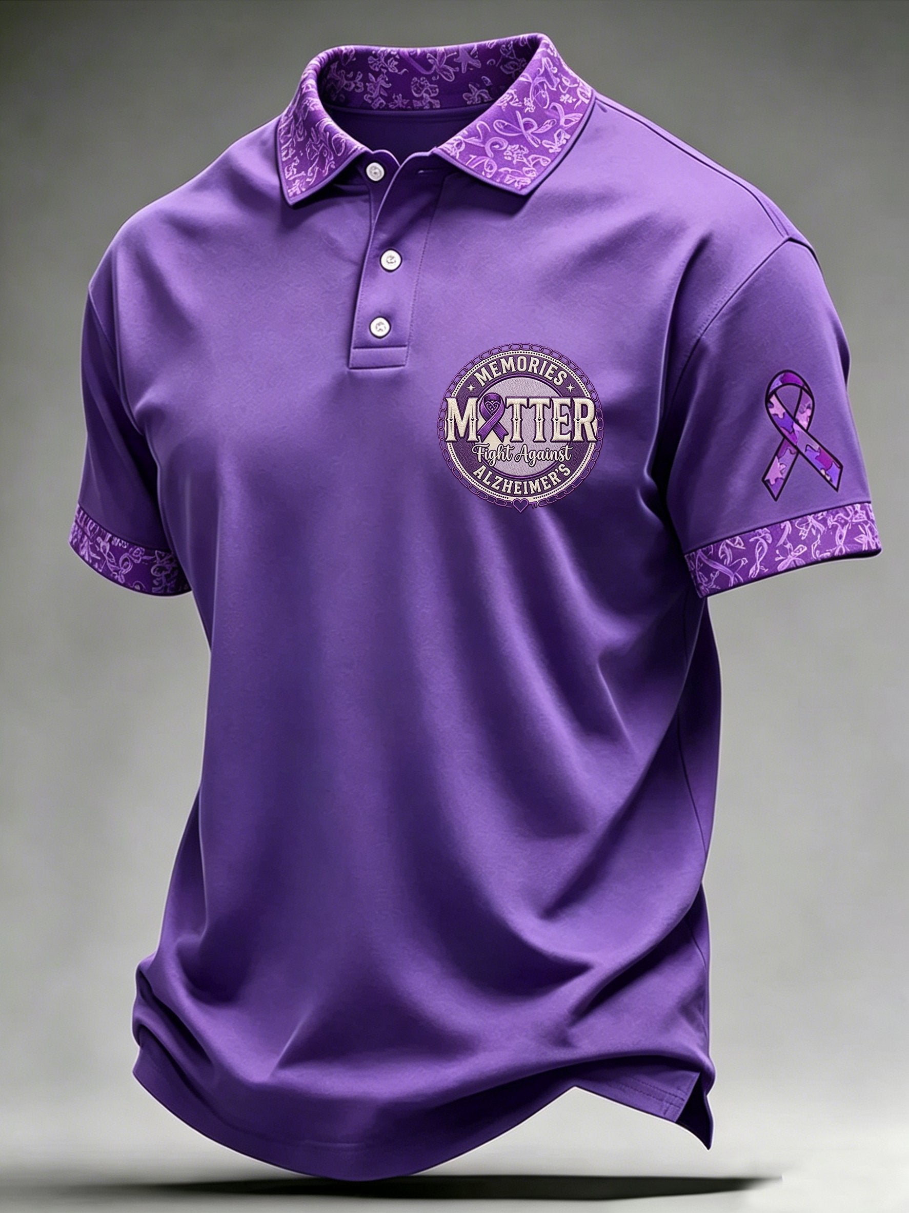 Men's Alzheimer's Awareness Printed Polo Shirt