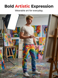 Men's Retro Rainbow Pattern Printed Casual Work Pants