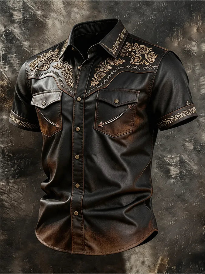 Western Ethnic Faith Printed Short-Sleeved Shirt