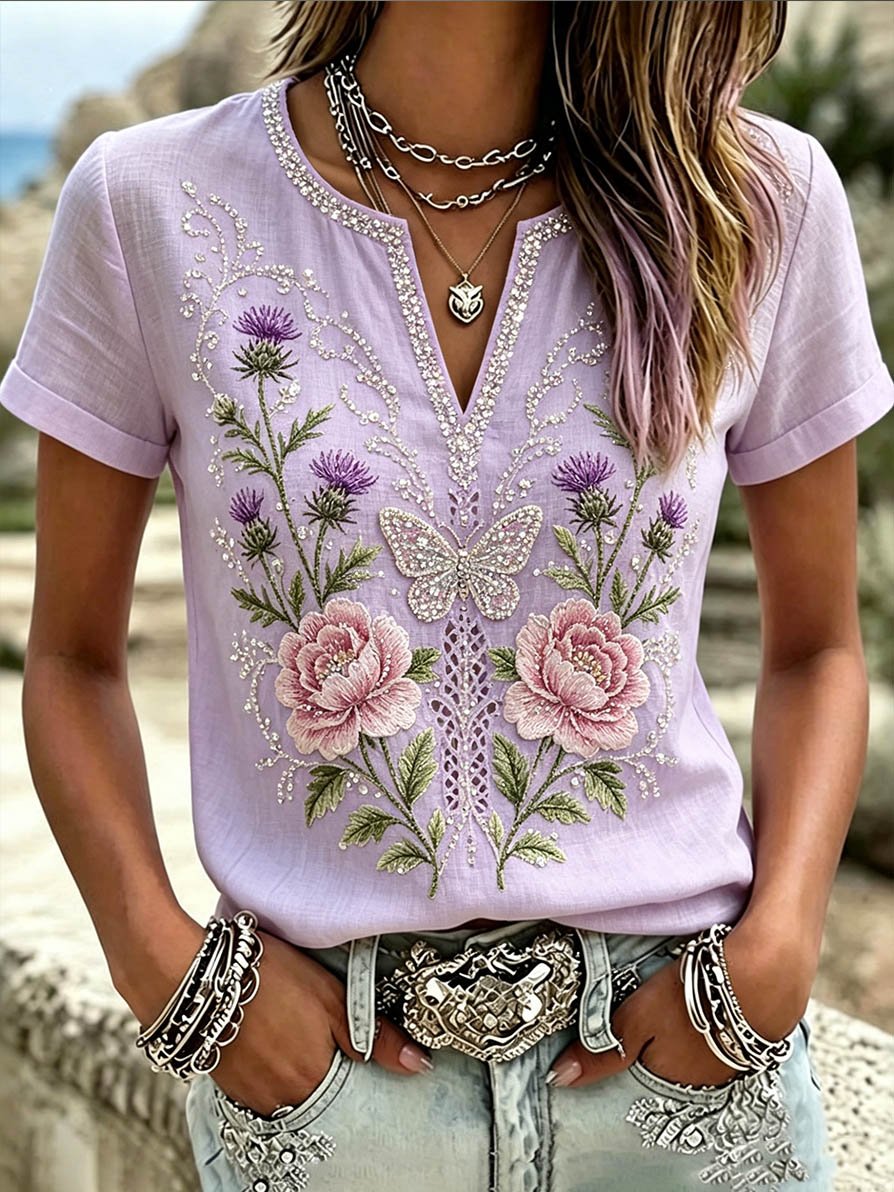 Women's Purple Floral Top