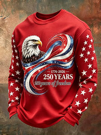 Men's Casual Long-Sleeve T-Shirt with USA 250th Anniversary Independence Day Print
