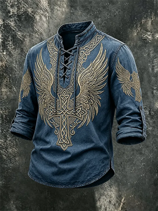 Western Ethnic Faith Printed Short-Sleeved Shirt