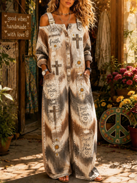 Women's Faith Art Print Off Shoulder Jumpsuit