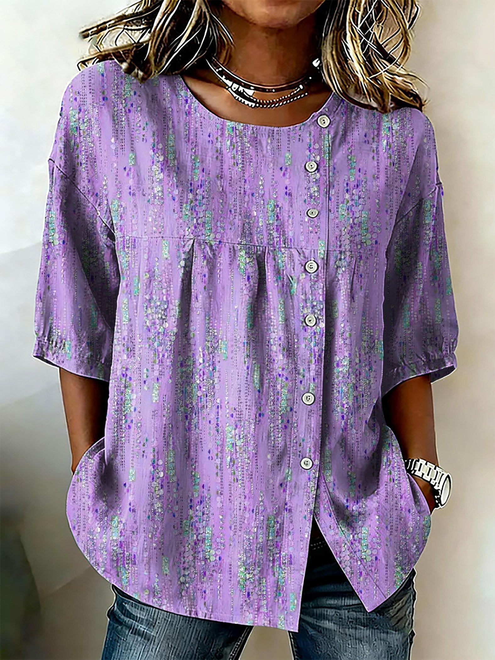 Women's Alzheimer’s Awareness Cotton Linen Comfortable Printed Top
