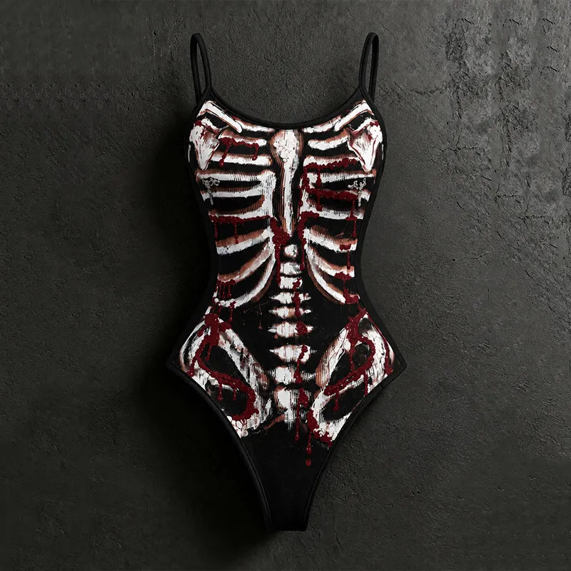 Women's Halloween Blood Stain And Skeleton Print Hoodie Two-piece Set