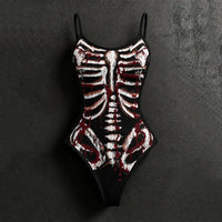 Women's Halloween Blood Stain And Skeleton Print Hoodie Two-piece Set