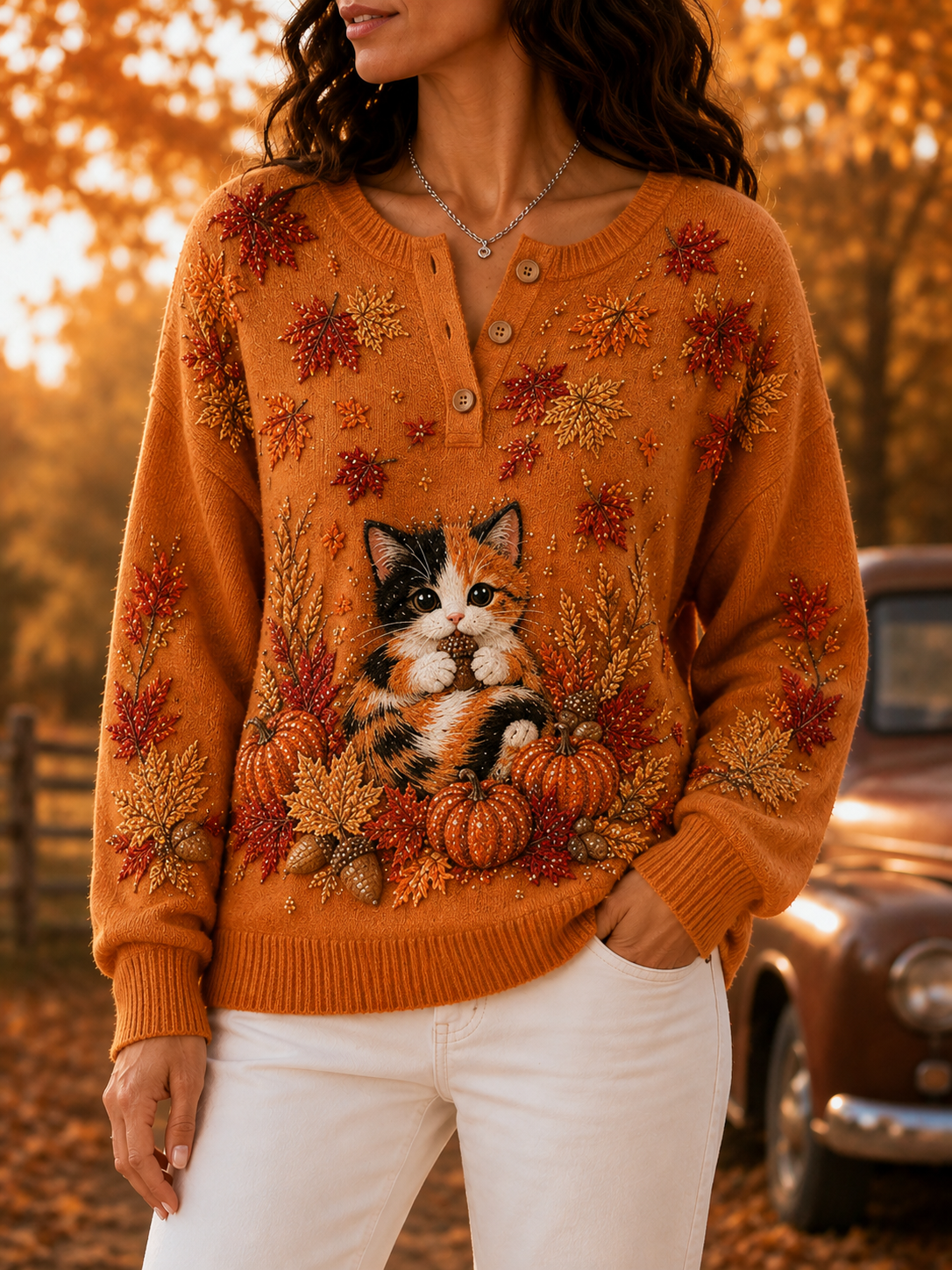 Women's Autumn Animal Print Knit Sweater