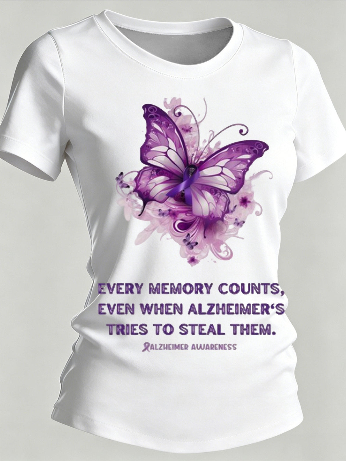 Women's Alzheimer's Awareness Print Casual Crewneck Top