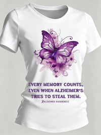 Women's Alzheimer's Awareness Print Casual Crewneck Top