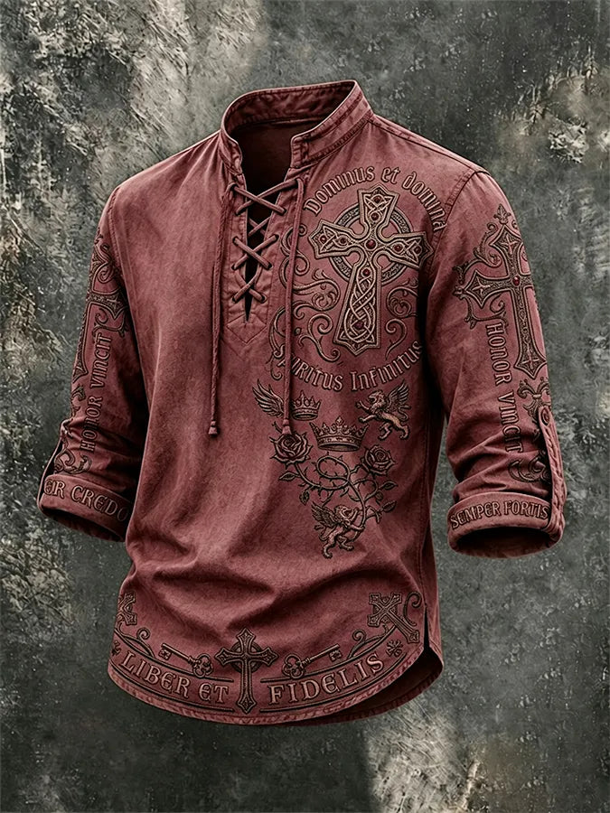 Western Ethnic Faith Printed Short-Sleeved Shirt