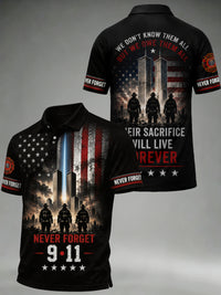 Men's 9.11 Never Forget Print Casual Polo