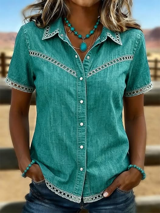 Women's Boho Style Button Shirt