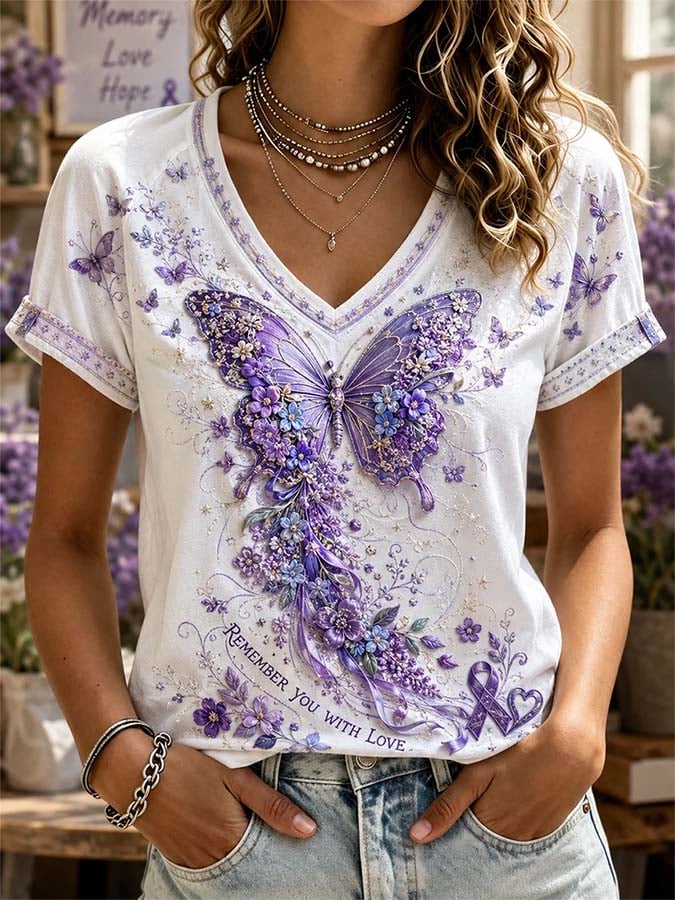 Women's Casual Alzheimer's Awareness Print Top