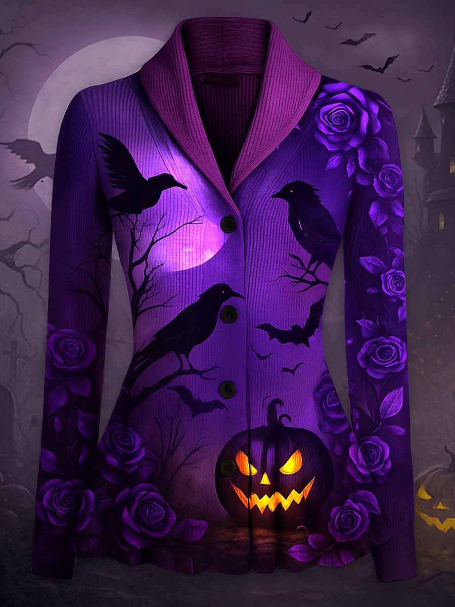 Gothic Art Print Long Sleeve Button Coat