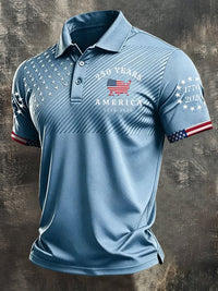 Men's Retro 250th America Anniversary Short-Sleeve Polo Shirt