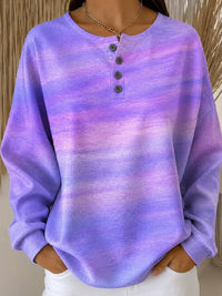 Women's Casual Crew-Neck Ombré Print Pullover Sweatshirt