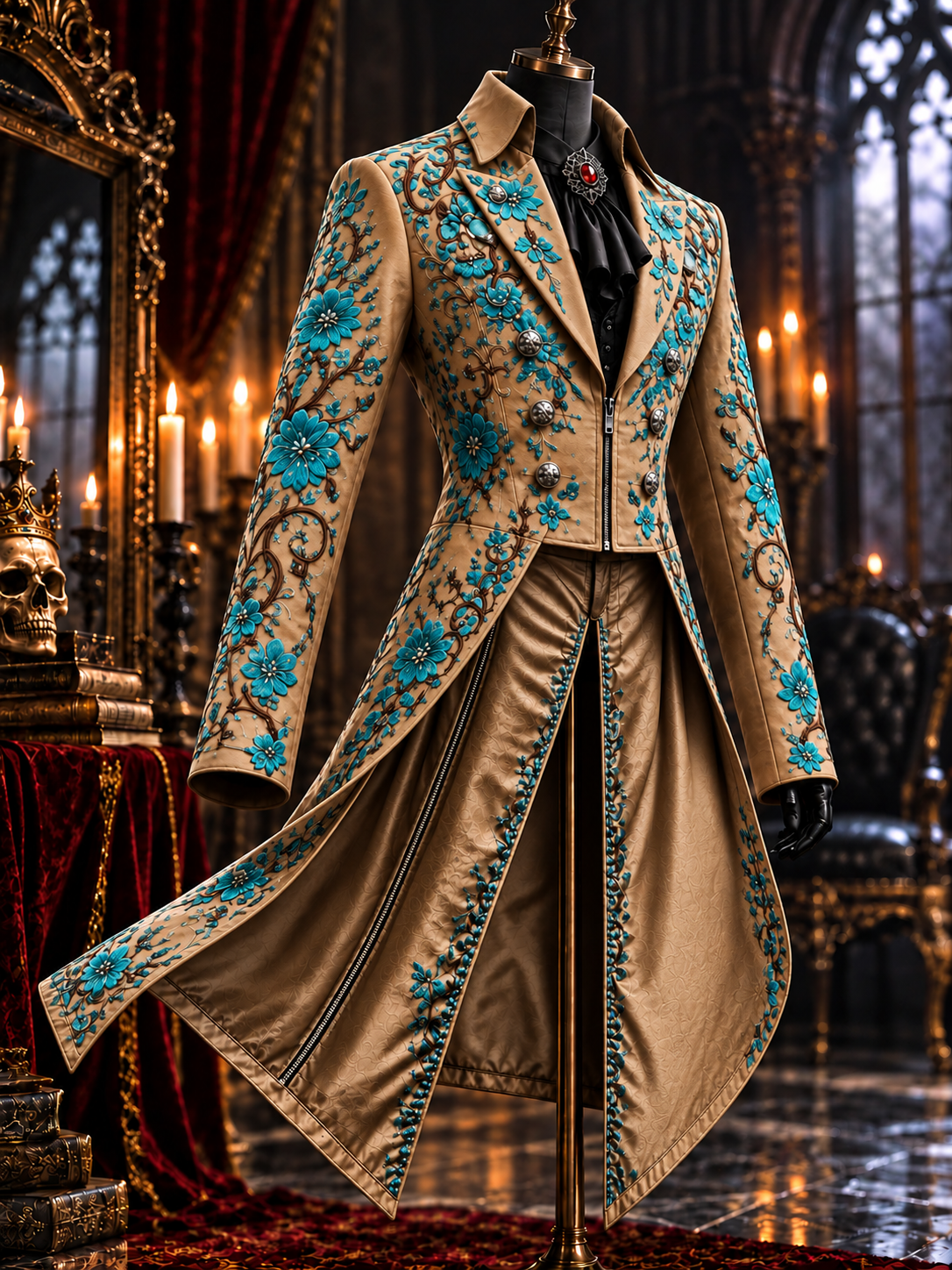 Men's Western Style Art Print Swallow-Tailed Coat