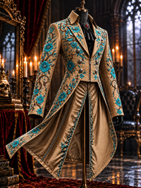 Men's Western Style Art Print Swallow-Tailed Coat