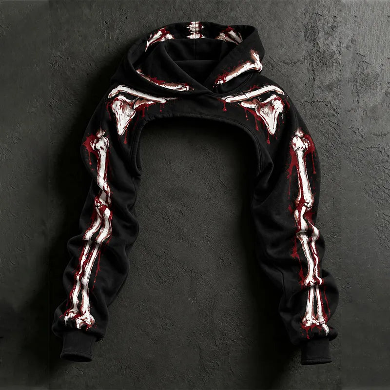 Women's Halloween Blood Stain And Skeleton Print Hoodie Two-piece Set